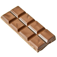 Fototapeta premium A close-up view of a chocolate bar with smooth texture and rich color, set against a plain background, ideal for culinary themes