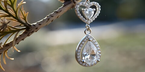 Pear Diamond Pendant on Branch