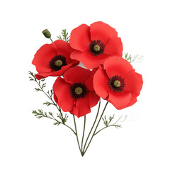 Obraz premium 3D icon of A bunch of Poppy isolated on transparency background