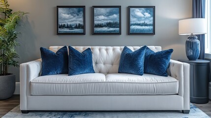 Elegant sofa design in modern living room with stylish elements