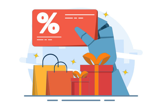 Cashback and customer loyalty program concept and shopping discount vouchers. Get online rewards and awards. Get rewards, discounts, cashback for shopping. Online awards. Flat illustration.