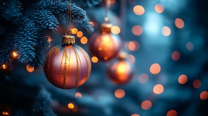 Festive Ornaments Adorn A Christmas Tree Branch