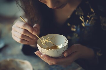 Kintsugi art: embracing imperfection with gold repair technique in ceramics restoration