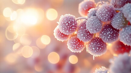 A macro shot of frost-covered berries
