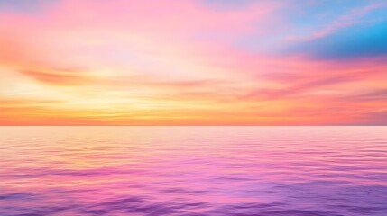 Fototapeta premium Serene Sunset Over Calm Ocean With Vibrant Pink and Purple Sky