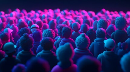 Obraz premium Vibrant Crowd of Animated Figures in Colorful Lighting Display