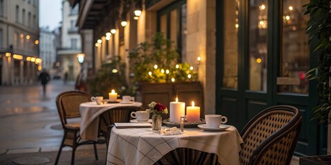 Romantic Parisian Cafe at Night