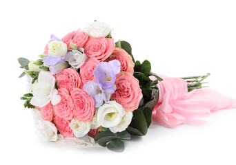Wedding bouquet of beautiful flowers isolated on white