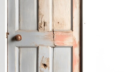 Weathered Wooden Door with Cracks and Peeling Paint Texture