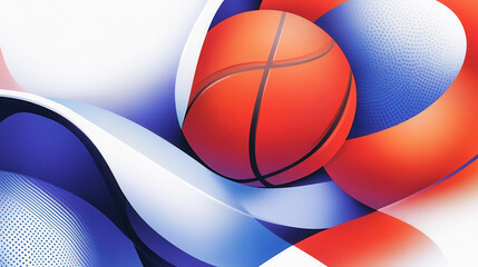 Orange basketball swirls vibrant abstract design