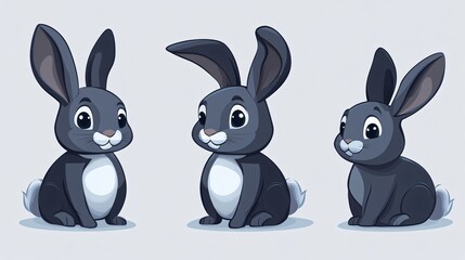 Fototapeta premium Charming and Adorable Small Grey Rabbit with Joyful Expression - Perfect for Heartwarming and Cute Designs