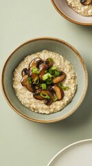 Oatmeal cooked in chicken broth, generously topped with sautéed mushrooms and green onions. A gourmet twist on classic oatmeal, packed with umami flavors, protein, and wholesome nutrition.