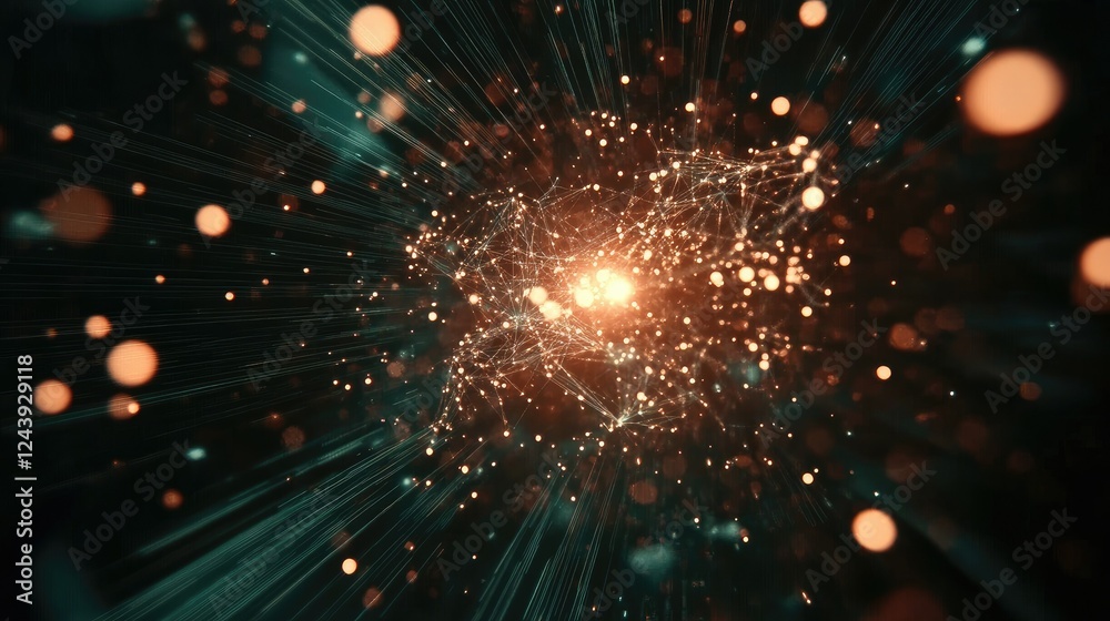 Aufkleber high-tech network visualization with floating particles, futuristic digital interface