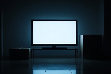 Fototapeta premium Modern TV in a Dark Living Room