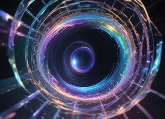 Obraz premium Iridescent vortex swirling through a crystal lattice , crystals, optical effects