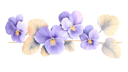 Obraz premium Elegant Watercolor Pansy Flowers Design on White Background