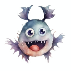 watercolors Cute anglerfish illustration