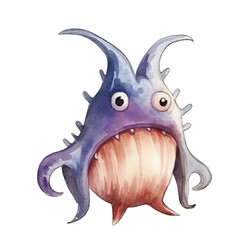 watercolors Cute anglerfish illustration
