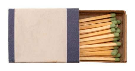 Open white box with matches on a white background.Fire. Fire. Safety. Match isolate with green sulfur