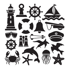 Naklejka premium nautical icons set