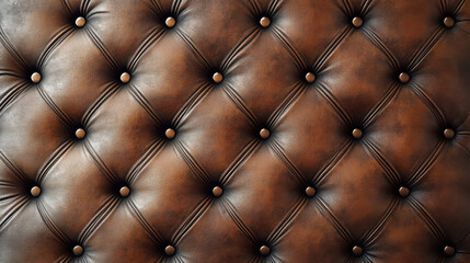Fototapeta premium Luxurious brown leather texture with elegant tufted pattern and buttons, showcasing classic and sophisticated design