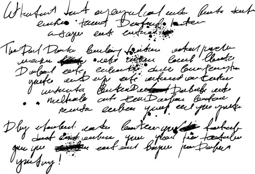 Illegible script. Poetry unreadable text. Brush doodle sketch letter. Vintage grunge handwritten calligraphy. Old ink note. paper manuscript handwriting
