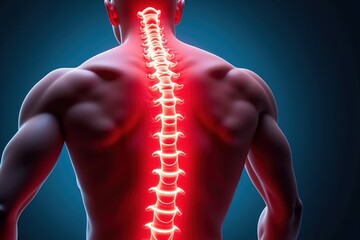 Anatomical Visualization of the Human Spine: Detailed Illustration of the Spinal Cord and Vertebrae Highlighting Health and Physiology