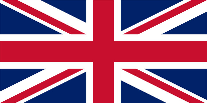 The flag of the UK, with accurate proportions and official colors. Vector image.