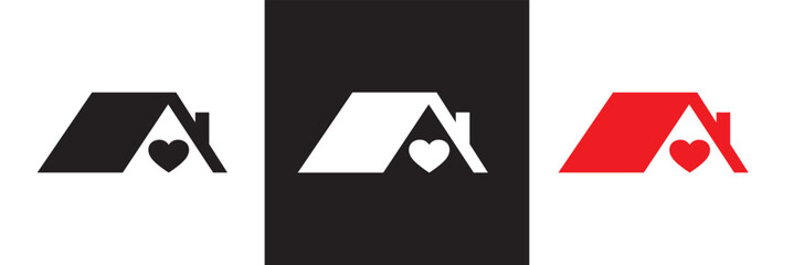 Home Sweet Home Icon. House of Love Icon.   isolated on white and black background. vector illustration. EPS 10