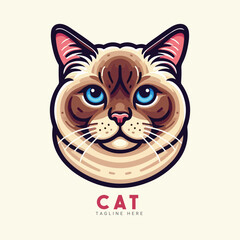 cat vector illustration. Cute Cat logo design idea. Adorable pet logo 
