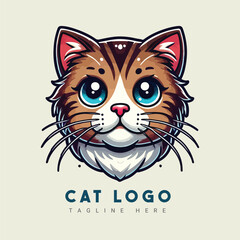 cat vector illustration. Cute Cat logo design idea. Adorable pet logo 
