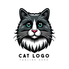 cat vector illustration. Cute Cat logo design idea. Adorable pet logo 
