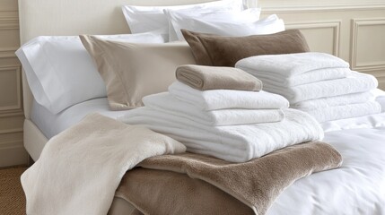 Experience a cozy oasis with plush white bedding and fluffy pillows in a stylish modern bedroom designed for relaxation and comfort