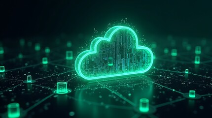 Obraz premium Holographic cloud computing futuristic technology