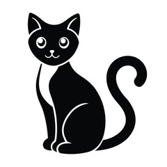 This is cute cat vector design with illutration er black and whit