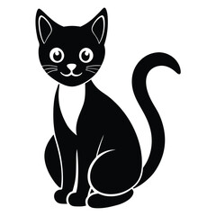 This is cute cat vector design with illutration er black and whit