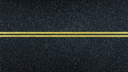 Asphalt Road Surface Texture with Double Yellow Lines Detailed Close Up View