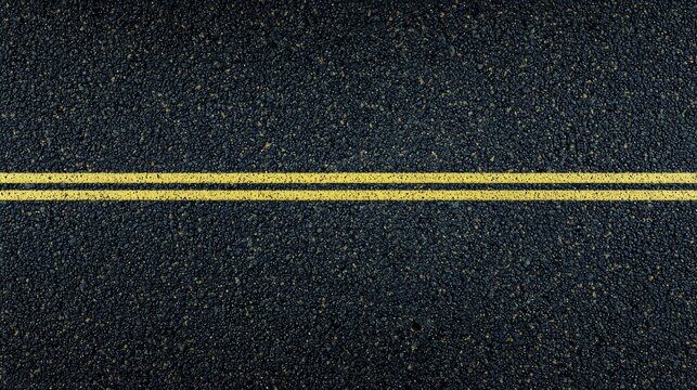 Asphalt Road Surface Texture with Double Yellow Lines Detailed Close Up View