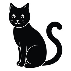 This is cute cat vector design with illutration er black and whit