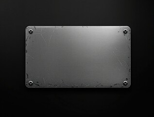 Metallic plate on a black brushed background with an edgy industrial feel, urban, industrial