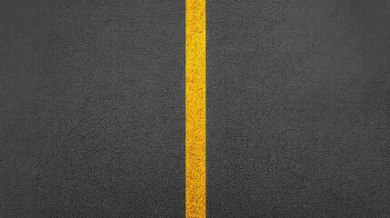 Yellow line on dark asphalt road