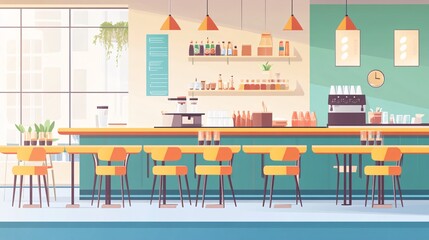 Illustrate Restaurant Ambiance and Design with a Contemporary Flat Vector Graphic