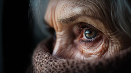 portrait of a old woman with a black veil