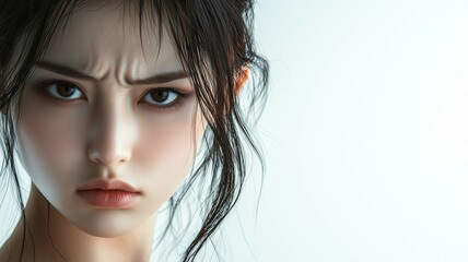 怒った表情をした日本人女性