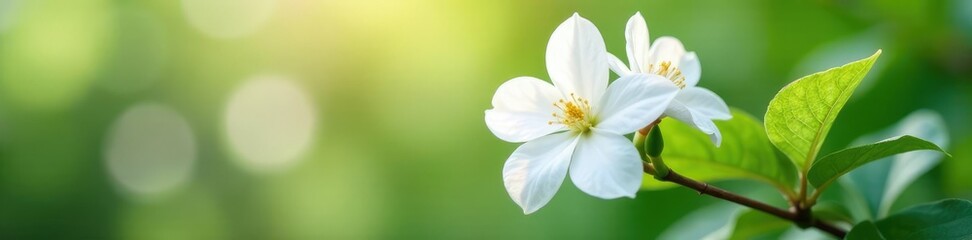 Delicate white jasmine flowers scenting the air, garden blooms, sweet scents
