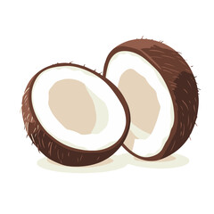 A vector illustration of an open coconut 