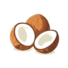 A vector illustration of an open coconut 