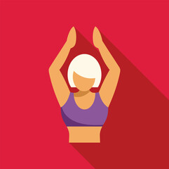 Female gymnast practicing a floor exercise with arms raised, showcasing flexibility and strength in a dynamic pose