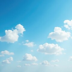 Soft white clouds drift lazily across a bright blue sky, Nature, Sky, Soft