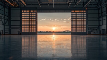 Hangar Sunset: Open Doors to Freedom and Adventure